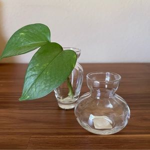 Collectible Hand Blown Glass 2 Pc Mini Vases, Two's Company